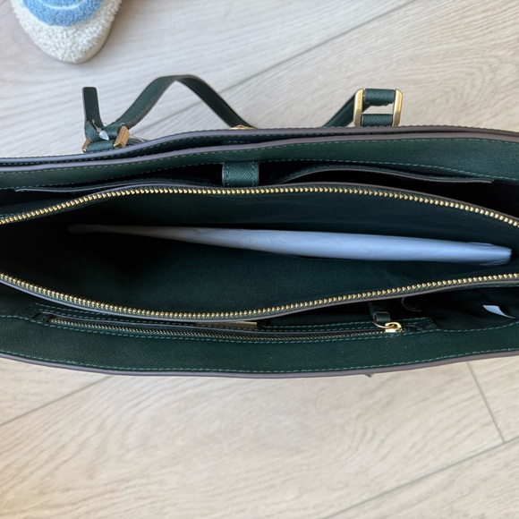 Tory Burch Forest Green Tote with Gold Accents - Picture 6 of 12